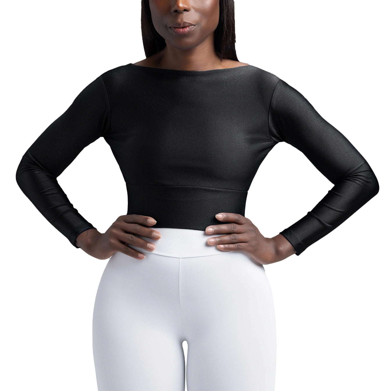 Langarm-Crop-Top - Kaffee