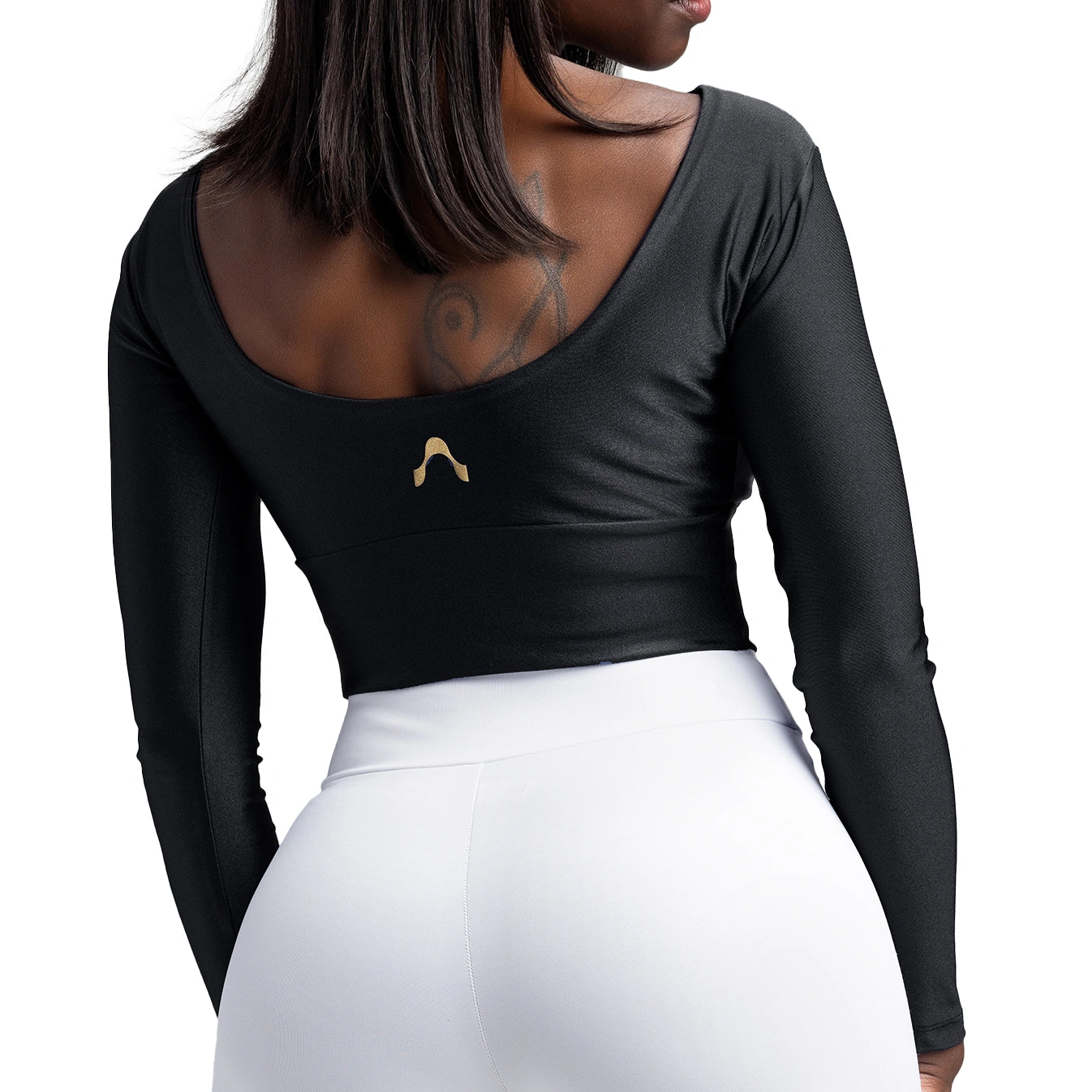 Langarm-Crop-Top - Kaffee