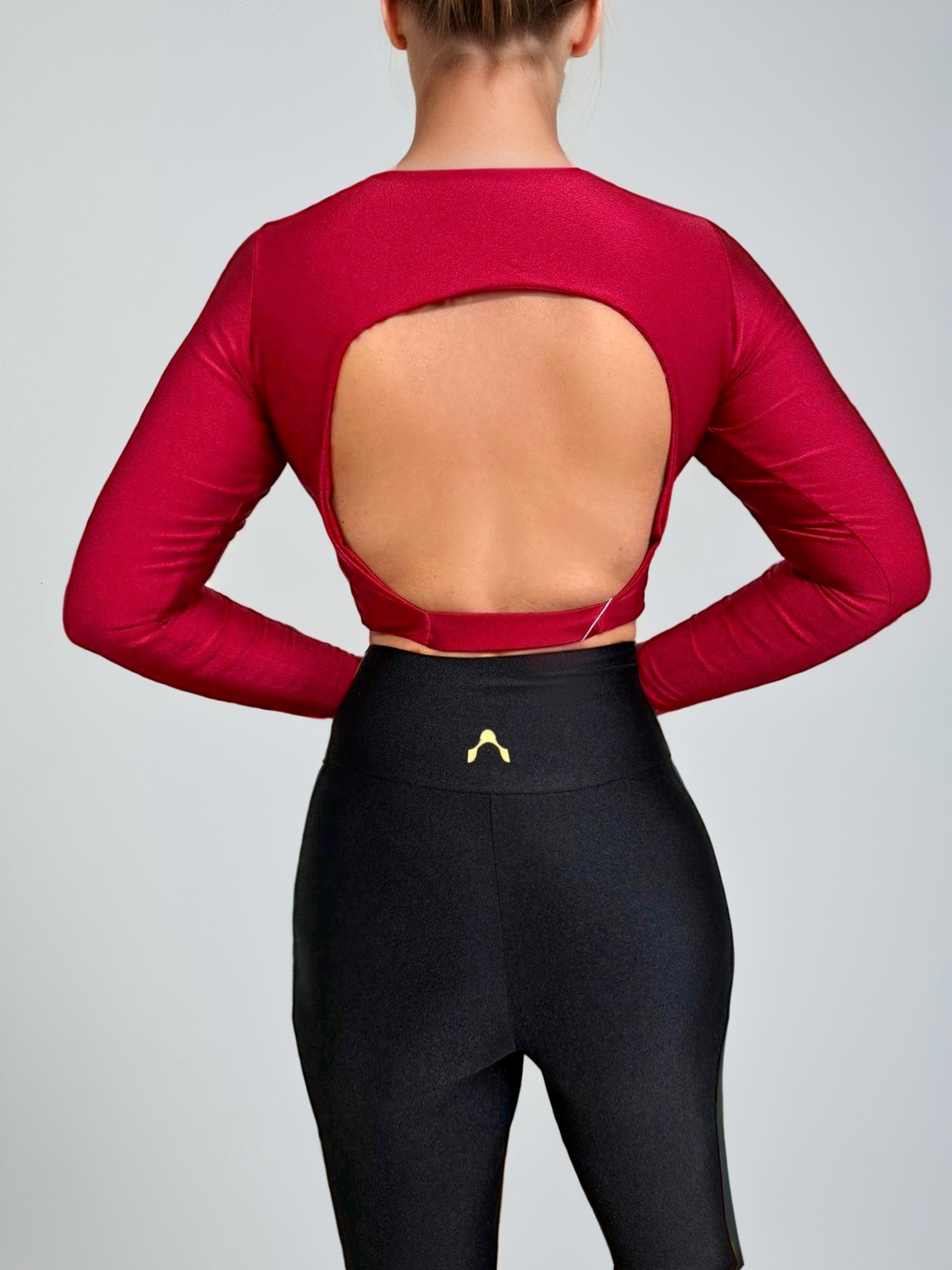 Langarm-Crop-Top - Kaffee